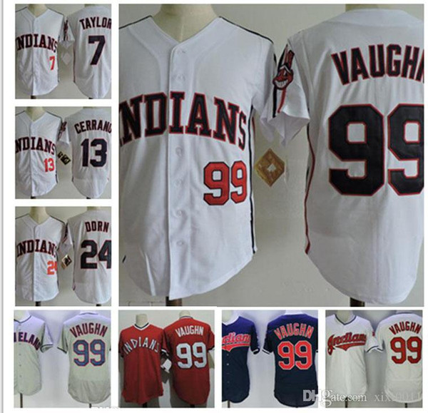 Mens Jersey The Major League II Movie Rick Vaughn Baseball Jersey #13 Pedro Cerrano #7 Jake Taylor #24 ROGER DORN Film S-3XL