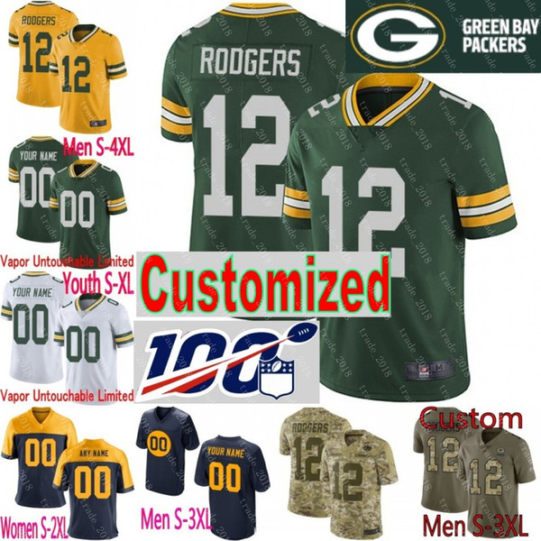 100th anniversary Men Youth women Aaron Rodgers Smith Alexander Brett 07 Favres Jimmy Graham Davante Adams Custom Packers Camo jersey 06