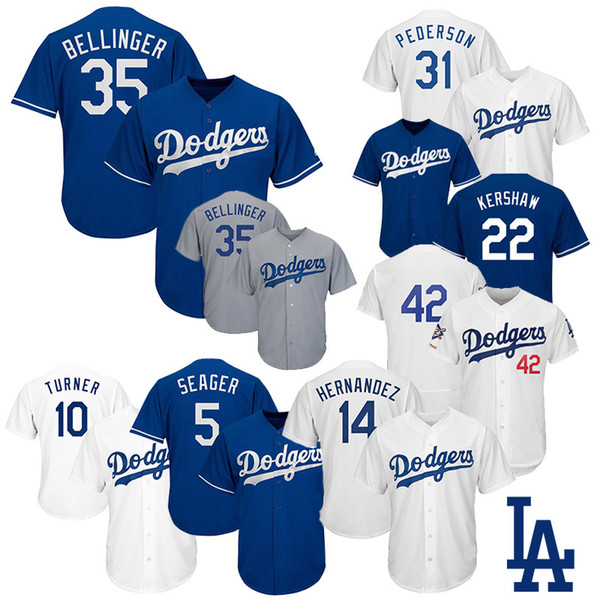 5 Corey Seager 35 Cody Bellinger Men's Los Angeles Baseball Jersey Dodgers 10 Justin Turner 22 Clayton Kershaw 14 Hernandez Gonzalez S-4XL