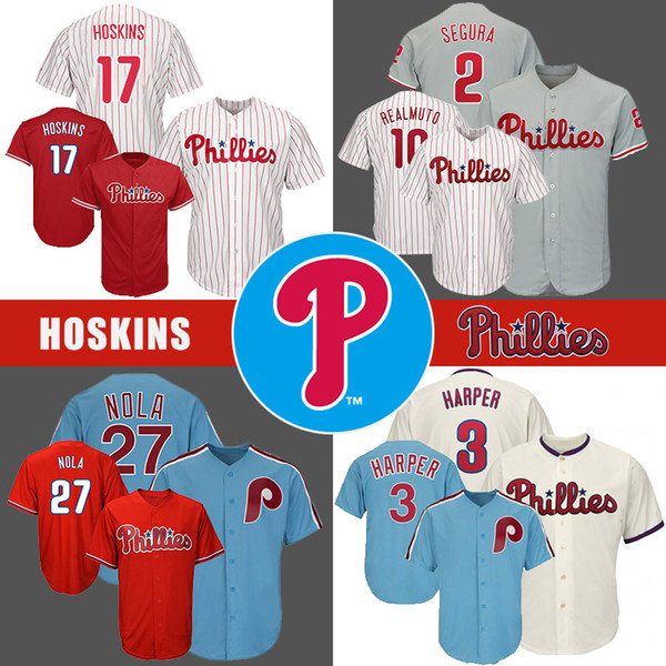 Phillies Jersey 3 Bryce Harper Philadelphia 17 Rhys Hoskins 27 Aaron Nola 37 Odubel Herrera Baseball Jerseys Mens Flex Cool Base