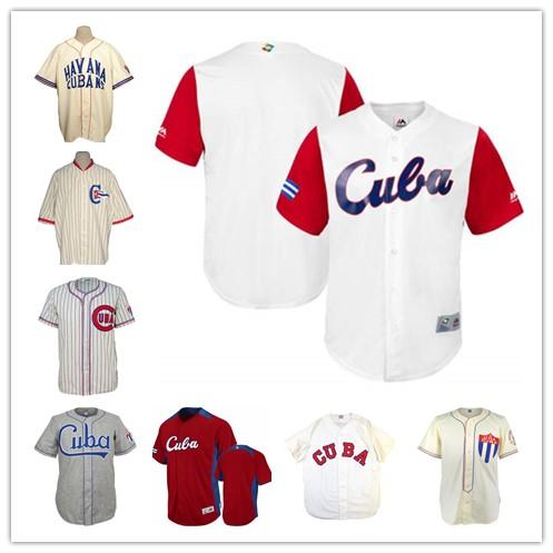 Men's Women's Youth Kid Team Cuba Baseball White Red 2017 Baseball Classic Cool Base 1947 Road Jersey Cuba UAA 1952 Authentic Custom Jersey