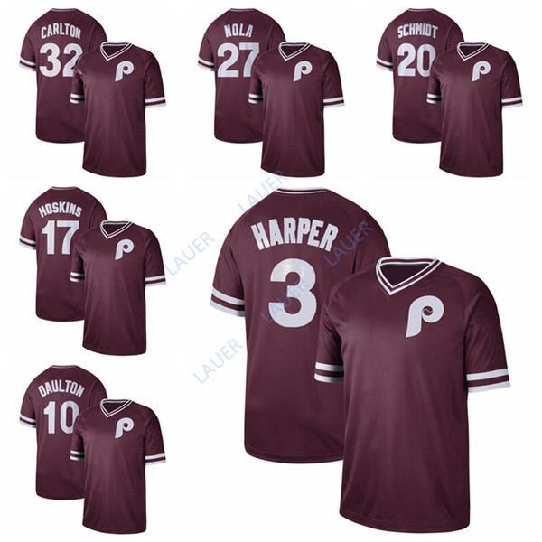 Philadelphia Baseball Phillies Jersey 3 Bryce Harper 17 Rhys Hoskins 10 JT Realmuto 27 Aaron Nola 20 Mike Schmidt 32 Steve Carlton Jerseys