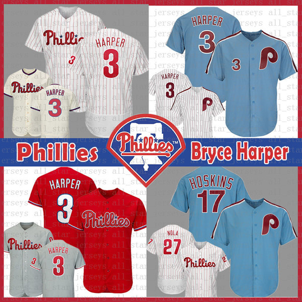 Phillies Jersey 3 Bryce Harper Philadelphia 17 Rhys Hoskins 27 Aaron Nola Baseball Jerseys Mens Flex Cool Base Retro Mesh size m-xxxl cheap