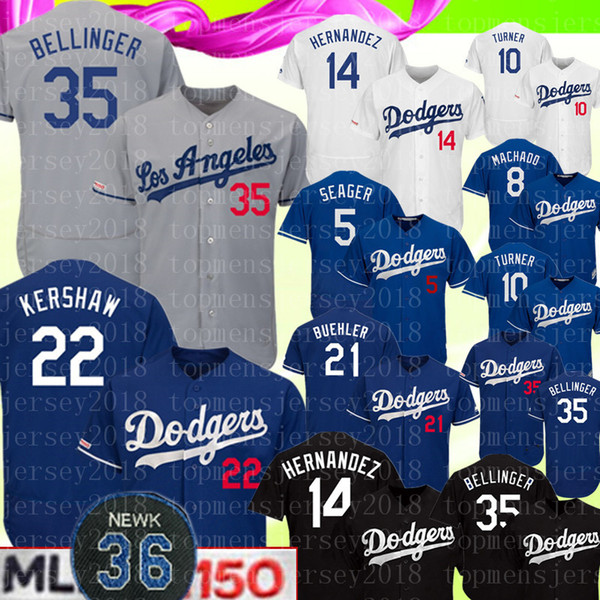 35 Cody Bellinger Los Angeles Men's Dodgers Jersey 22 Clayton Kershaw 5 Corey Seager 10 Turner 14 Enrique Hernandez 8 Machado Baseball