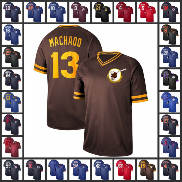 Vintage Baseball Cooperstown Collection Legend Jerseys ronald acuna bo jackson christian yelich miami boston derrick rose nolan ryan jersey