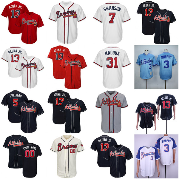 Atlanta 2019 Braves Ronald Acuna Jr. Jr Jersey Ozzie Albies Freeman Dansby Swanson Jones Aaron Foltynewicz Soroka Donaldson Men Women Youth