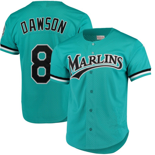 Andre Dawson Jersey Florida Marlins Green Mitchell & Ness Fashion Cooperstown Collection Mesh Batting Practice Baseball Jerseys