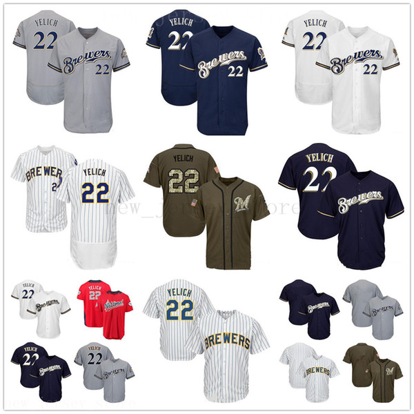 Men Women Youth Brewers Jerseys 22 Yelich Blank Jersey Baseball Jersey White Gray Grey Navy Blue Salute to Service Players Weekend All star