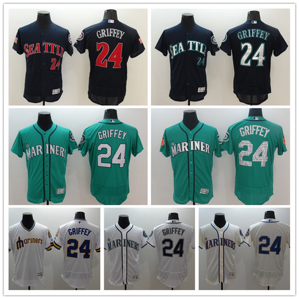 2017 New Ken griffey jr jersey 24 Cheap Seattle Mariners 51 Randy Johnson 34 Felix Hernandez Baseball Jersey Stitched Blue Green White