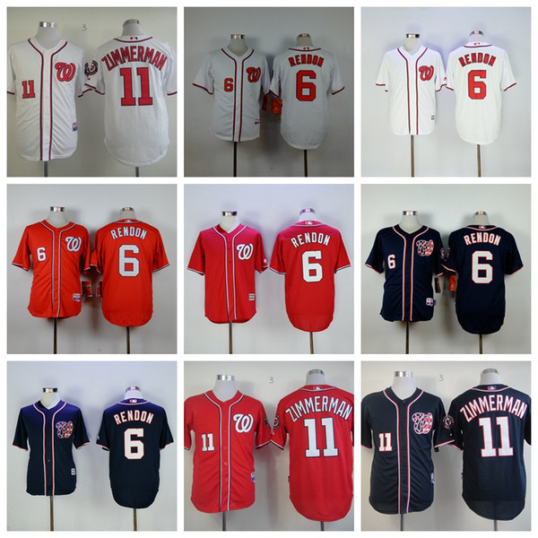 Top Quality Custom Washington 6 Anthony Rendon 11 Ryan Zimmerman Nationals Stitched Baseball Jerseys