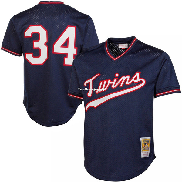 Cheap Minnesota 1985 Jersey #34 Kirby Puckett Baseball Mitchell Vintage Jersey Retro Mens stitched baseball jerseys