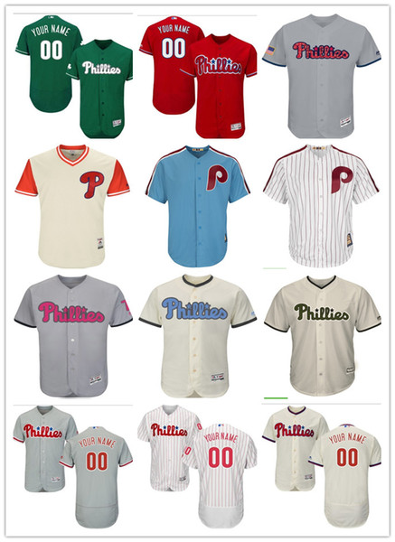 2019 custom Philadelphia Men's women youth Majestic Phillies Jersey #00 Any Your name and your number Home Red Grey White Baseball Jerseys