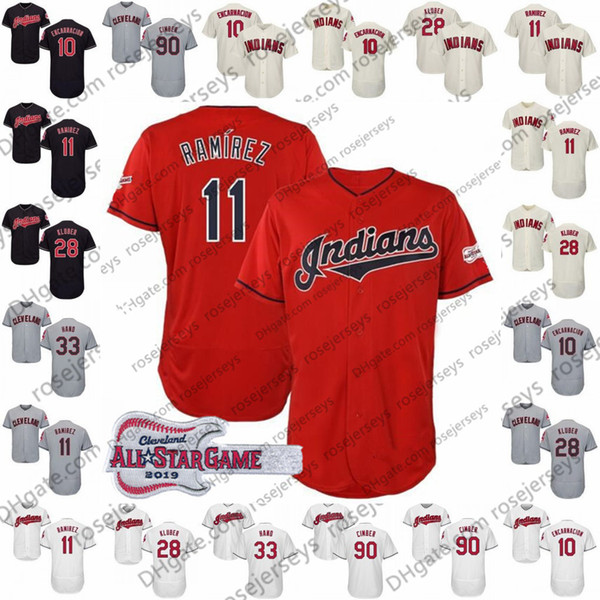 Custom Indians Jerseys 2019 Cleveland #11 Jose Ramirez 12 Lindor 13 Hanley Ramirez 22 Jason Kipnis 4 Bradley Zimmer 1 Greg Allen Francisco