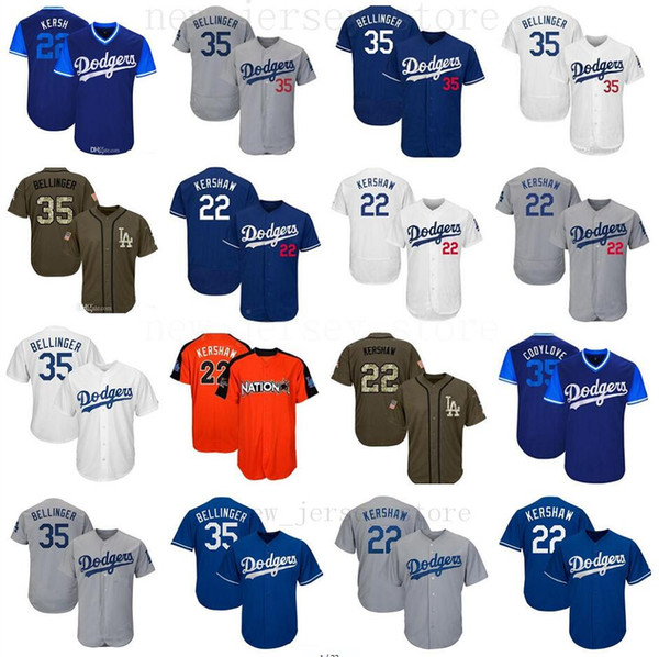 Men Women Youth Dodgers Jersey 22 Clayton Kershaw Kids 35 Cody Bellinger Baseball Jersey White Gray Grey Blue Green Salute to