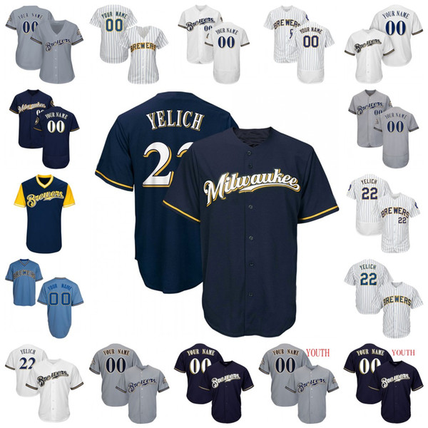 Custom Milwaukee Christian Yelich Jersey Brewers Yount Ryan Braun Jesus Aguilar Lorenzo Cain Thames Travis Shaw Broxton Men Women Youth