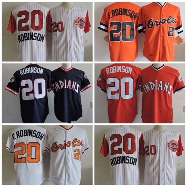 Custom Cleveland Indians 1971 M&N #20 Frank Robinson Jersey Pullover 1969 Frank Robinson Baltimore Orioles Jersey S-3XL