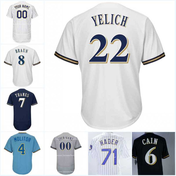 Men Milwaukee 22 Christian Yelich 6 Lorenzo Cain 8 Ryan Braun 3 Arcia 28 Curtis Granderson 23 Keon Broxton 24 Jesus Aguilar Jerseys