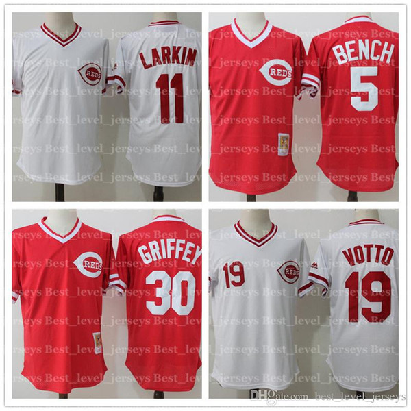 cheap retro mesh 5 Johnny Bench Jersey 11 Barry Larkin Jersey 19 Joey Votto 14 Pete Rose 17 Chris Sabo Cincinnati jerseys Reds