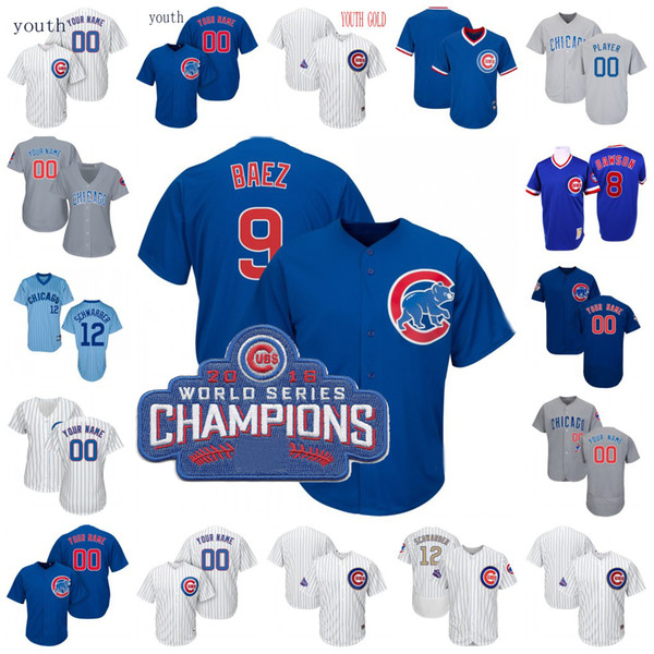 Cubs Javier Baez Jersey Chicago Anthony Rizzo David Bote Ryne Sandberg Contreras Dawson Heyward Schwarber Lester Darvish Men Women Youth