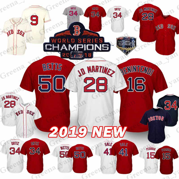 Boston Red Sox Jersey 50 Mookie Betts 28 J D Martinez J.D. 19 Jackie Bradley Jr. 16 Andrew Benintendi 9 Ted Williams Jerseys 2019 new