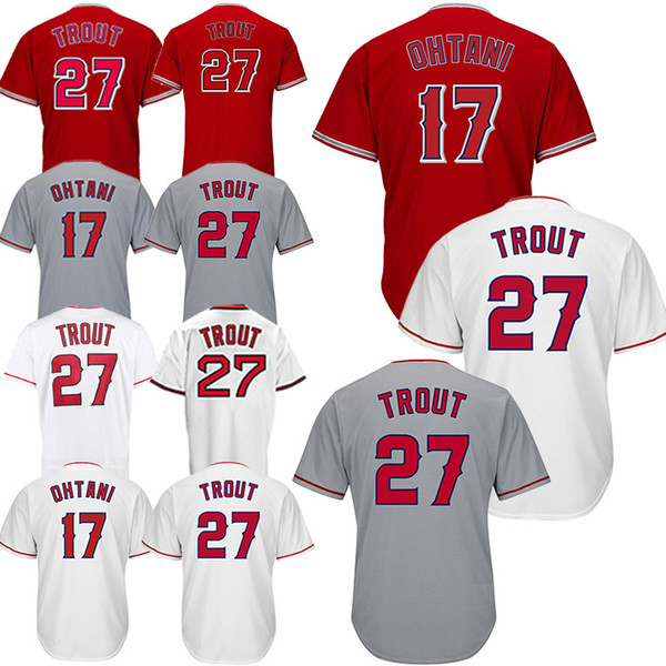 Baseball Jerseys Los Angeles Ange 27 Mike Trout 17 Shohei Ohtani Cheap jerseys Exquisite embroidery Adult shirt Breathable absorbent