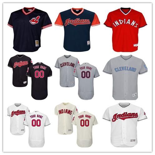 custom Men's women youth Cleveland Indians Jersey #00 Any Your name and your number Home Black Red Grey White Baseball Jerseys