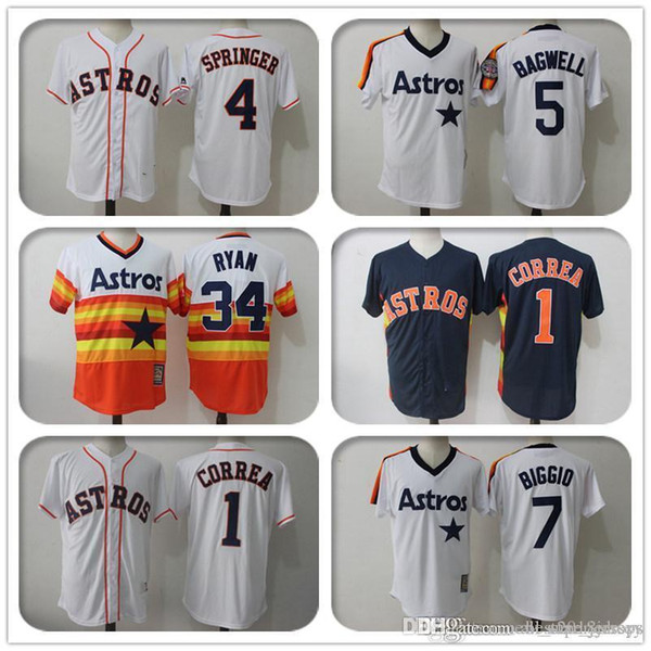 27 Jose Altuve Jersey Houston 34 Nolan Ryan Astros 5 Jeff Bagwell Jerseys 4 George Springer 7 Craig Biggio Majestic Coolbase Jersey a1