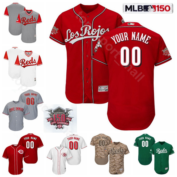 Cincinnati Baseball Reds 150th Anniversary 33 Jesse Winker Jersey 16 Tucker Barnhart 22 Derek Dietrich 3 Scooter Gennett 4 Jose Iglesias