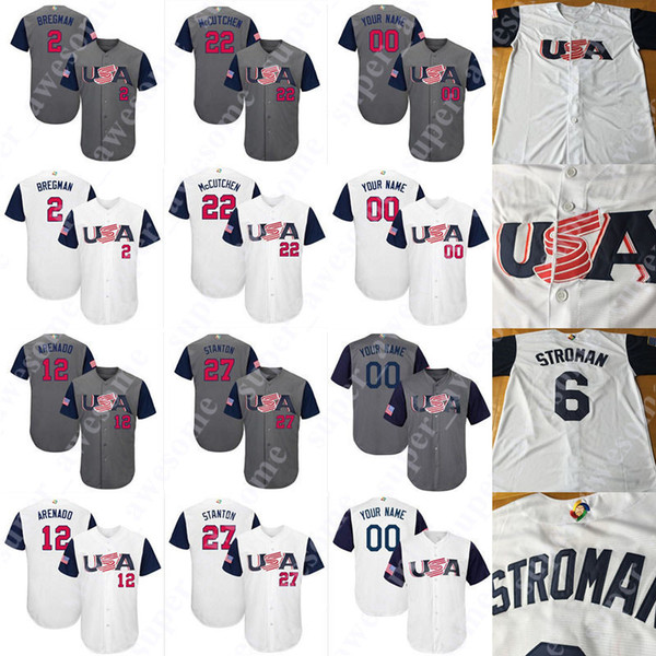 2017 USA WORLD BASEBALL CLASSIC Jersey Christian Yelich Paul Goldschmidt Eric Hosmer Alex Bregman Nolan Arenado Chris Archer Chase Utley