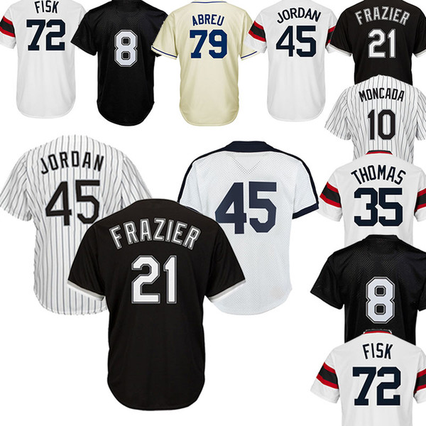 The New Chicago White Sox Jersey 10 Yoan Moncada 8 Bo Jackson 79 Jose Abreu 35 Frank Thomas 45 74 Jersey Embroidery logo