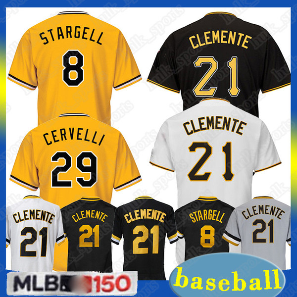 Pirates jerseys 21 Roberto Clemente jersey 29 Francisco Cervelli 6 Starling Marte 8 Stargell Majestic 27 Kent Tekulve jerseys