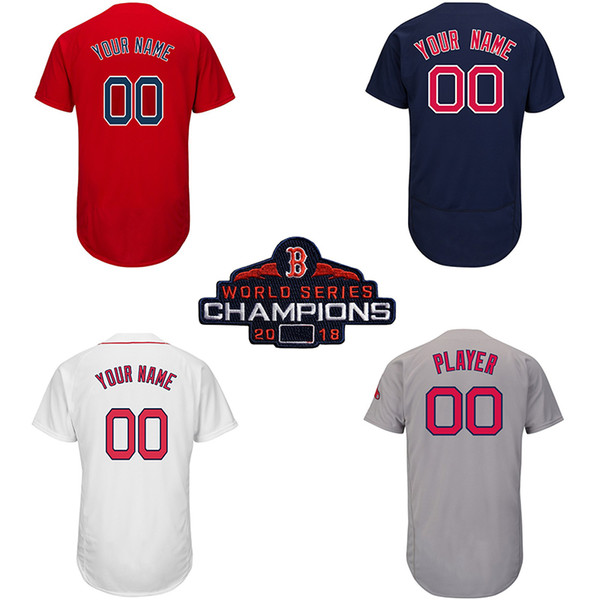 Mens Custom Boston Red Sox 2018 World Series Champions Redsox Mookie Betts Chris Sale David Ortiz J.D. Martinez Steve Pearce Baseball Jersey