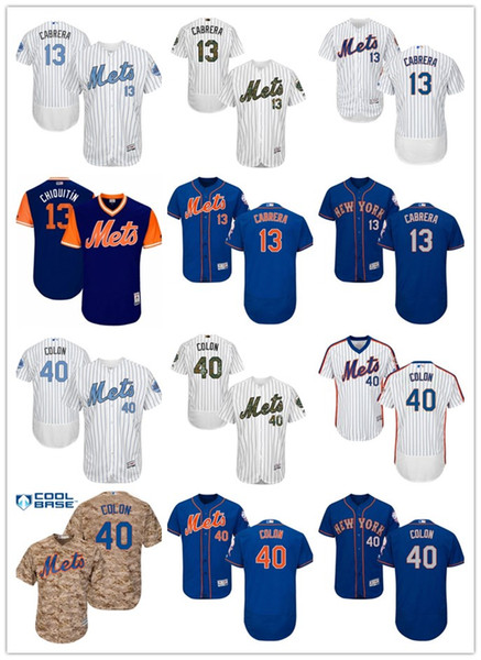 Men's Women's Youth New York 13 Asdrubal Cabrera 40 Bartolo Colon Custom Baseball Jersey Mets