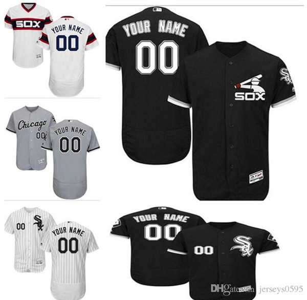 custom Men's women youth Majestic Chicago White Sox Jersey Any Your name and your number Home Blue Grey White Kids Girls Baseball Jerse