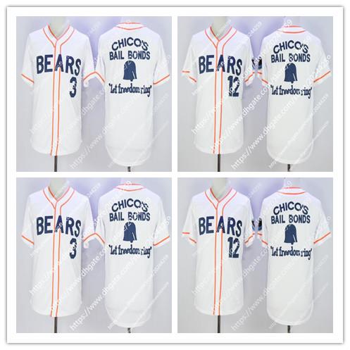 Men's Bad News Bears #12 Tanner Boyle #3 Kelly Leak Baseball Jersey Stitched Numbers S-XXXL Free Shipping