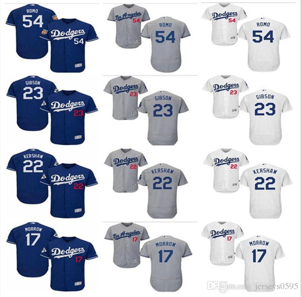 custom Men's women youth LA Los Angeles Dodgers Jersey #22 Clayton Kershaw 23 Kirk Gibson 17 Brandon Morrow 54 Sergio Romo Baseball Jer