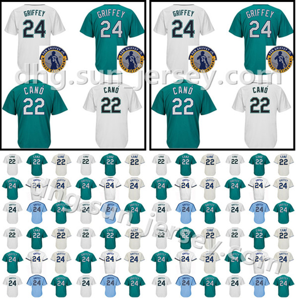 Men's 24 Ken Griffey Jr. 22 Robinson Cano Baseball Jersey High-quality Embroidery Logos Stitched Jerseys Fast Free Shipping