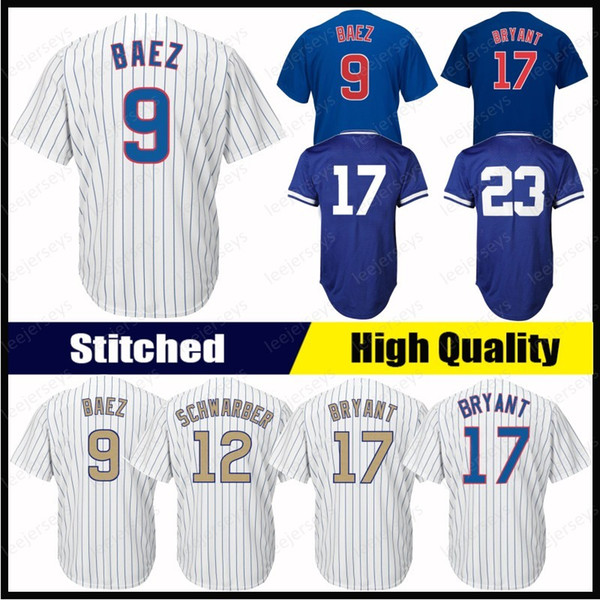 Chicago Cubs 9 Javier Baez #17 22 Jason Heyward 49 Jake 12 Kyle Schwarber 23 Ryne Sandberg 44 Stitched High Quality Jerseys