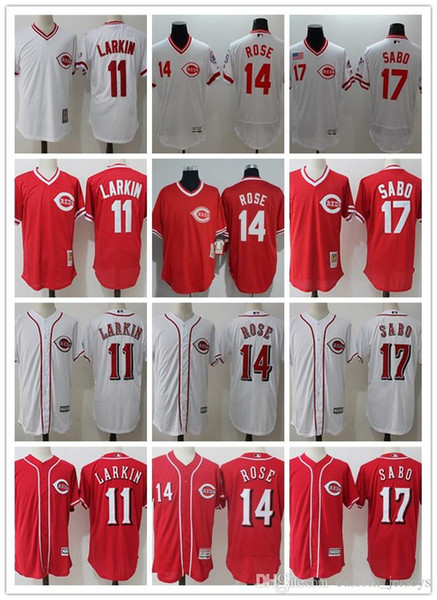 custom Men women youth Cincinnati Reds Jersey #11 Barry Larkin 14 Pete Rose 17 Chris Sabo Home Blue Red Baseball Jerseys