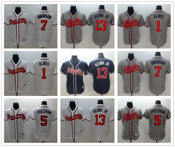 2019 NEW Atlanta 13 Ronald Acuna Acuña Jr. Braves Baseball Jersey 5 Freddie Freeman 7 Dansby Swanson 3 Dale Murphy Baseball Jersey