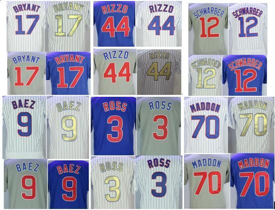 Men Chicago 17 Bryant 44 Rizzo 9 Javier Baez 12 Kyle Schwarber 3 David Ross 70 Joe Maddon ZOBRIST 27 RUSSELL 11 Yu DARVISH jerseys