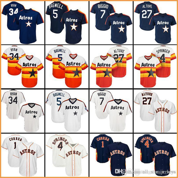 2018 baseball jerseys Houston jersey Astros 4 George Springer 1 Carlos Correa 27 Jose Altuve 34 Nolan Ryan