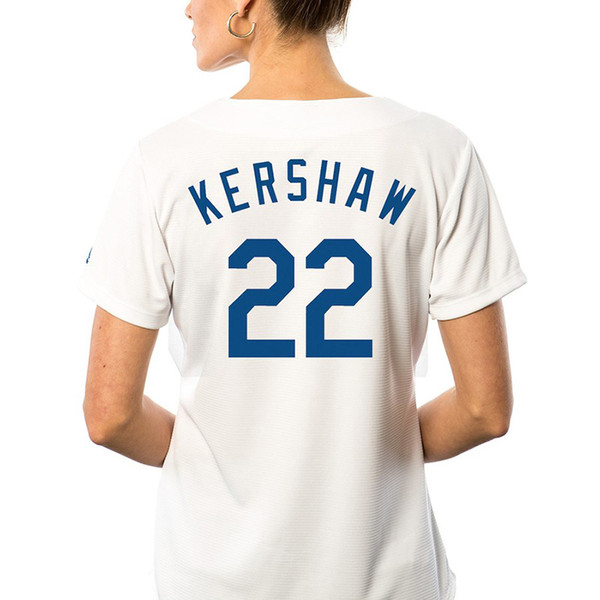 Womens LA Dodgers Corey Seager Clayton Kershaw Gray White Blue 2018 World Series Baseball Jersey