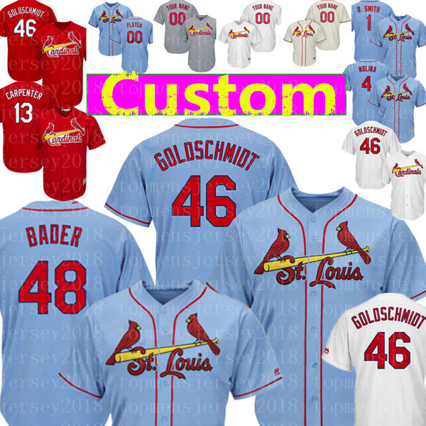 Custom 48 Harrison Bader St. Louis 46 Paul Goldschmidt Cardinals Jersey 13 Matt Carpenter 4 Molina 50 Wainwright 12 DeJong 16 Wong Baseball