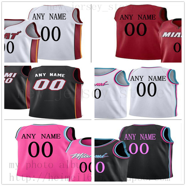 Custom Printed MiamiHeatJerseys Top Quality Mens 2019 New Black White City Red Baseball Jersey. Message Any number and name on the order.