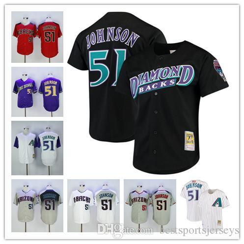 Men's Arizona 51 Randy Johnson Jersey color black white grey red jerseys 100% stitched Free shipping