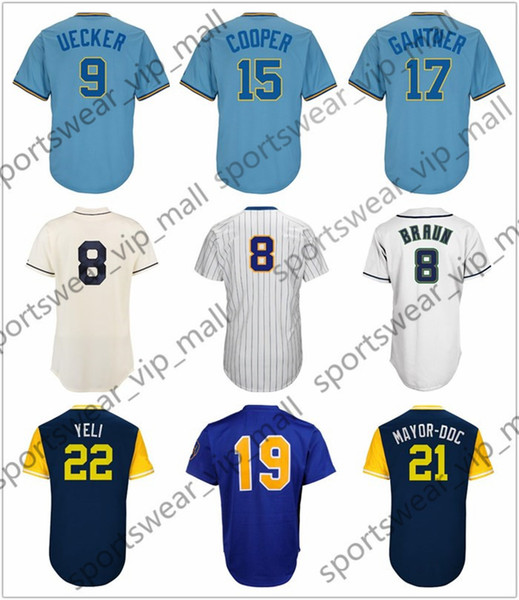 Men Robin Yount Ryan Braun Cecil Cooper M&N TURN BACK Christian Yelich Yeli Travis Shaw Mayor-DDC 2018 Players Weekend Baseball Jerseys