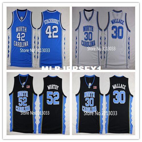 #30 Rasheed Wallace #52 James Worthy #42 Jerry Stackhouse North Carolina Tar Heels College Top Jersey All Size XS-XXL vest Jerseys Baseball