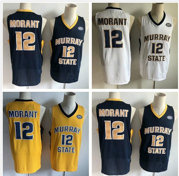 NCAA Murray State Racers 12 Ja Morant Jersey Temetrius Jamel College Basketball Wears University Shirt Yellow Blue White OVC Ohio Valley