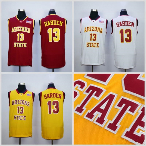 NCAA 13 James Harden College Jerseys Arizona State Sun Devils Jersey Men Basketball Team Red Away College university Basketball uniform